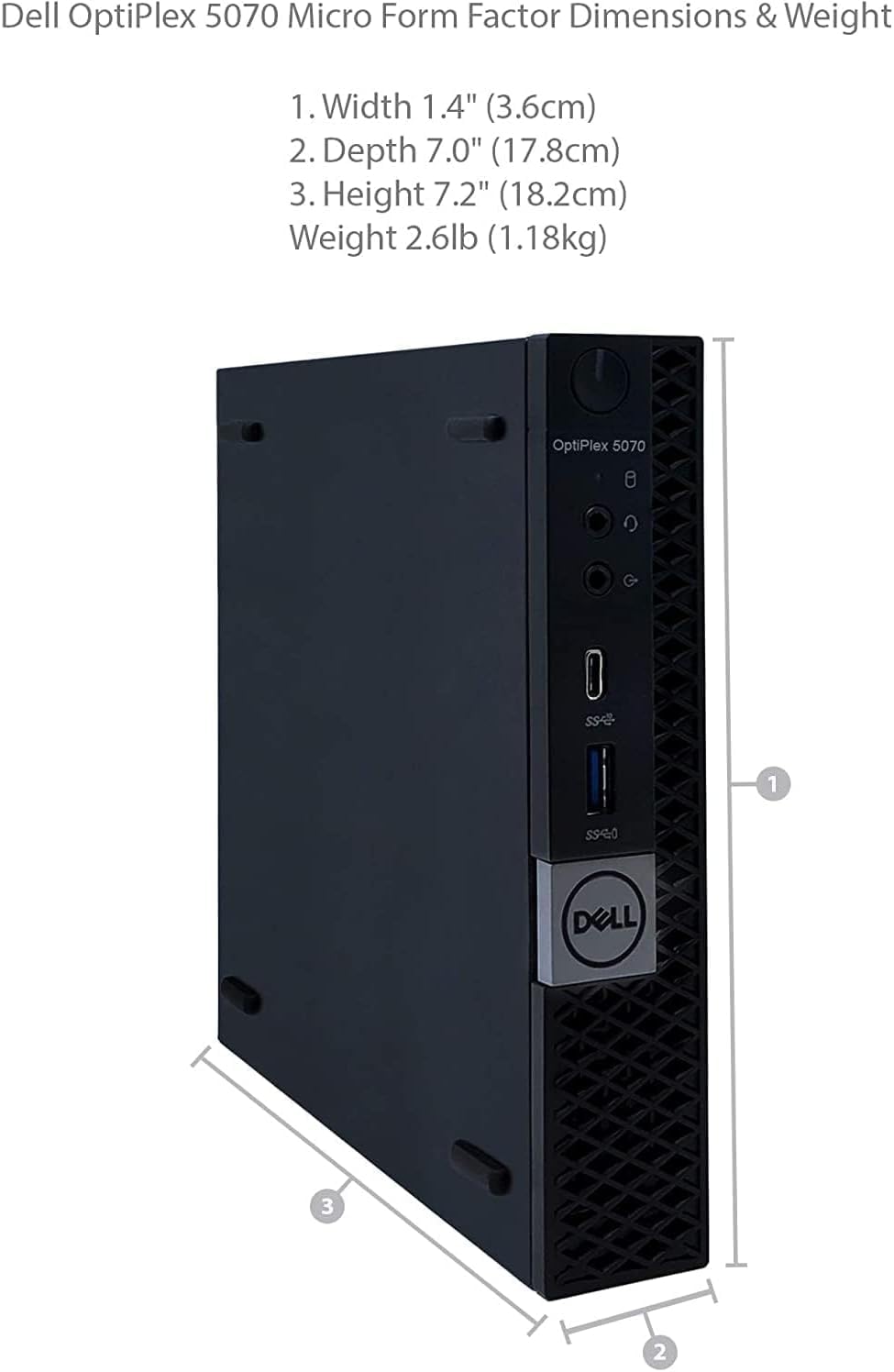 Dell OptiPlex 5070 Micro Desktop Computer, Intel Core i5-9500T, 16GB DDR4 RAM, 256GB M.2 NVMe SSD, Windows 11 Pro, WiFi, Bluetooth, HDMI, USB 3.1, Black (Renewed)