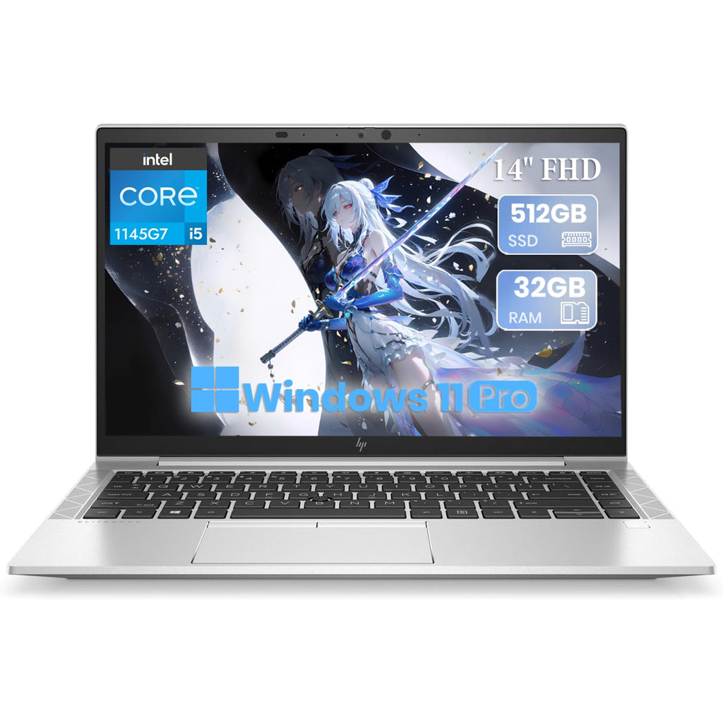 HP EliteBook 840 G8 Business Laptop, 14" FHD Laptop Computer, 11th Gen Intel Core i5-1145G7, 32 GB RAM, 512 GB SSD, Backlit Keyboard, Windows 11 Pro (Renewed)